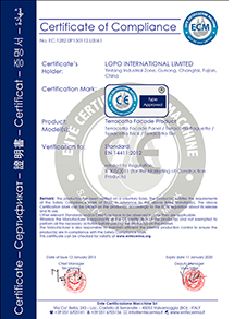 LOPO 차이나 테라코타 파사드 패널 CE 인증서